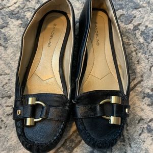Bandolino black flat loafers moccasin leather sz 8